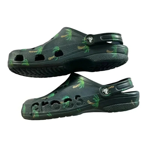 Crocs Baya Clog Unisex Navy Blue Tropical Palm Tree Size Men 8 - Women 10 - Picture 3 of 9